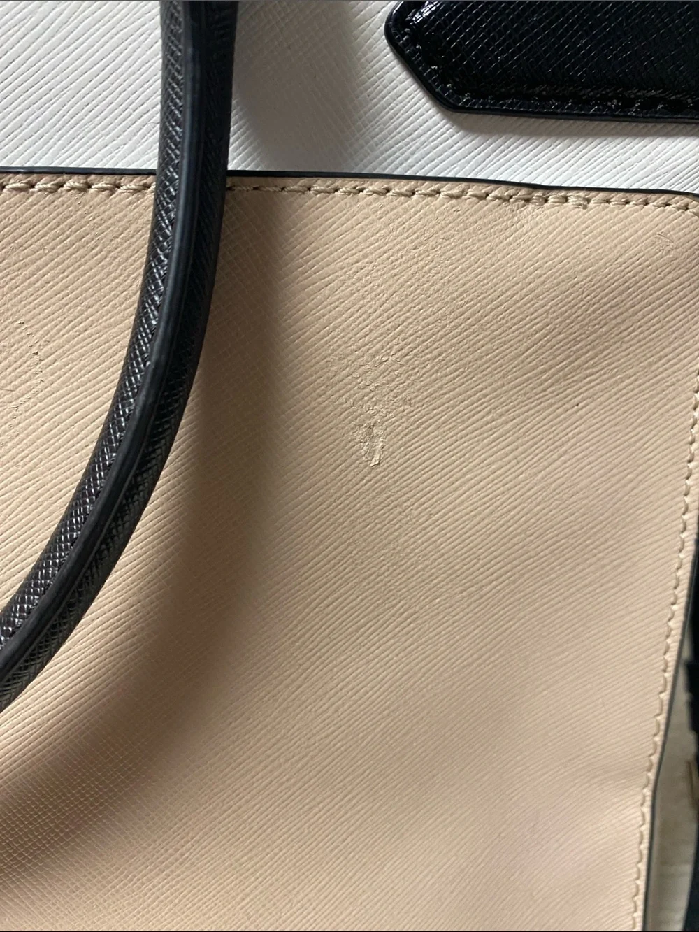 kate spade Two-Tone Beige, White & Black Leather Satchel